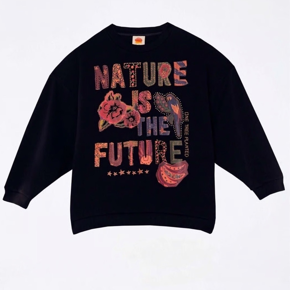 New Farm Rio Nature Is The Future Oversized Sweatshirt Black Size Small - Picture 10 of 10
